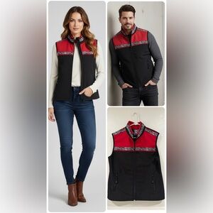 Copper River Fleece Red and Black Vest Size M